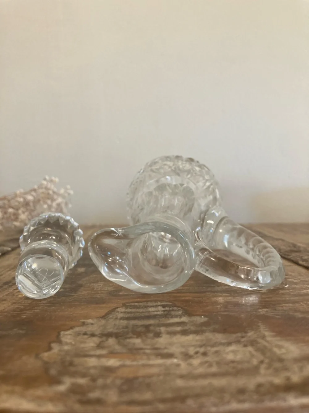 Cut Crystal Cruet Bottle with Stopper - 10”